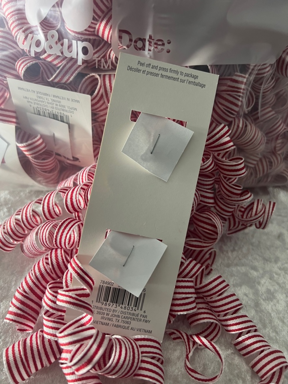 Michaels Red and White Striped Curly Ribbon Bows lot of 20 - Picture 2 of 3